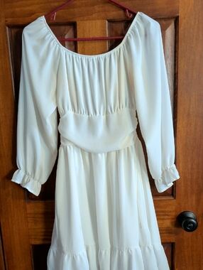 BOHO White Long-Sleeve Dress